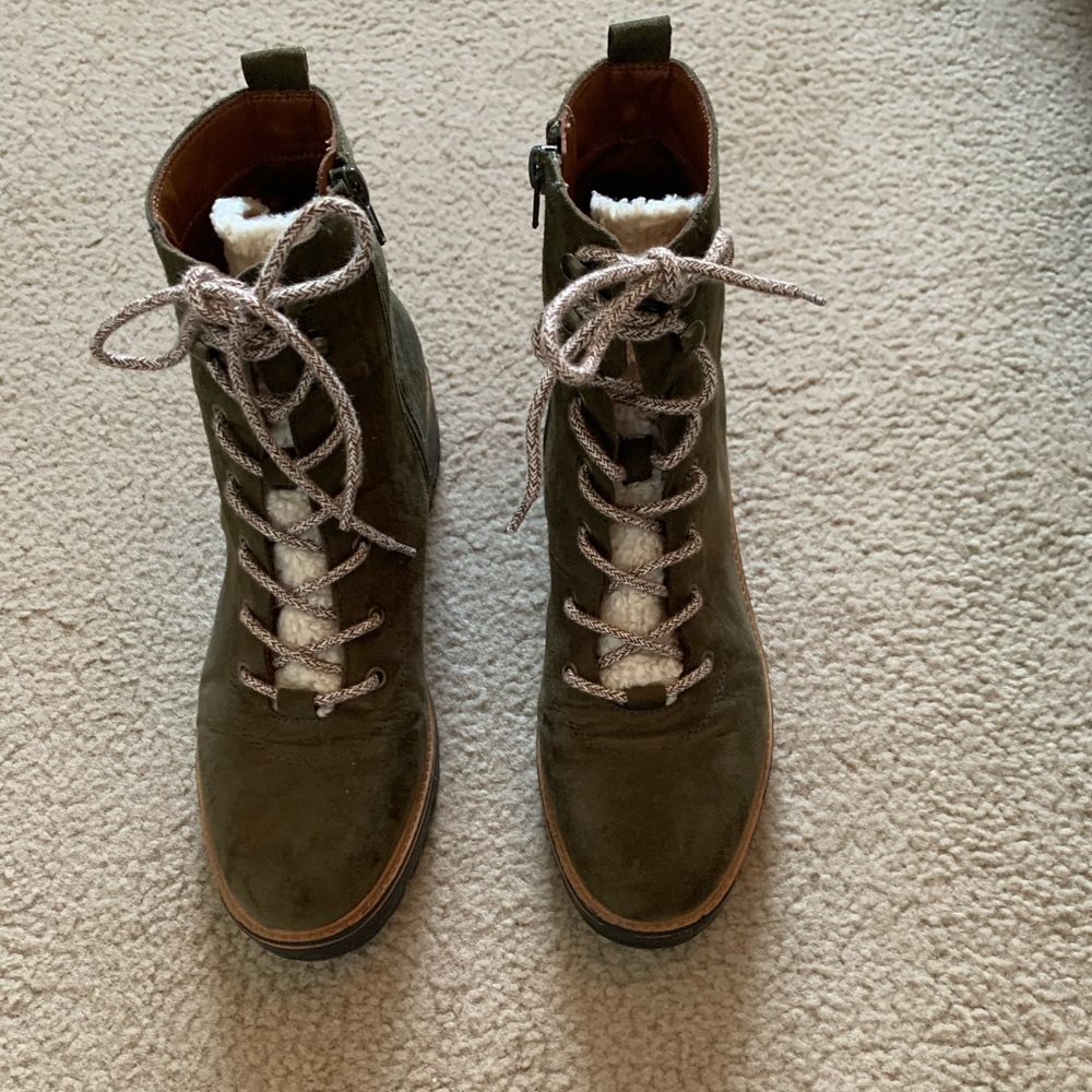 Olive lace up boots
